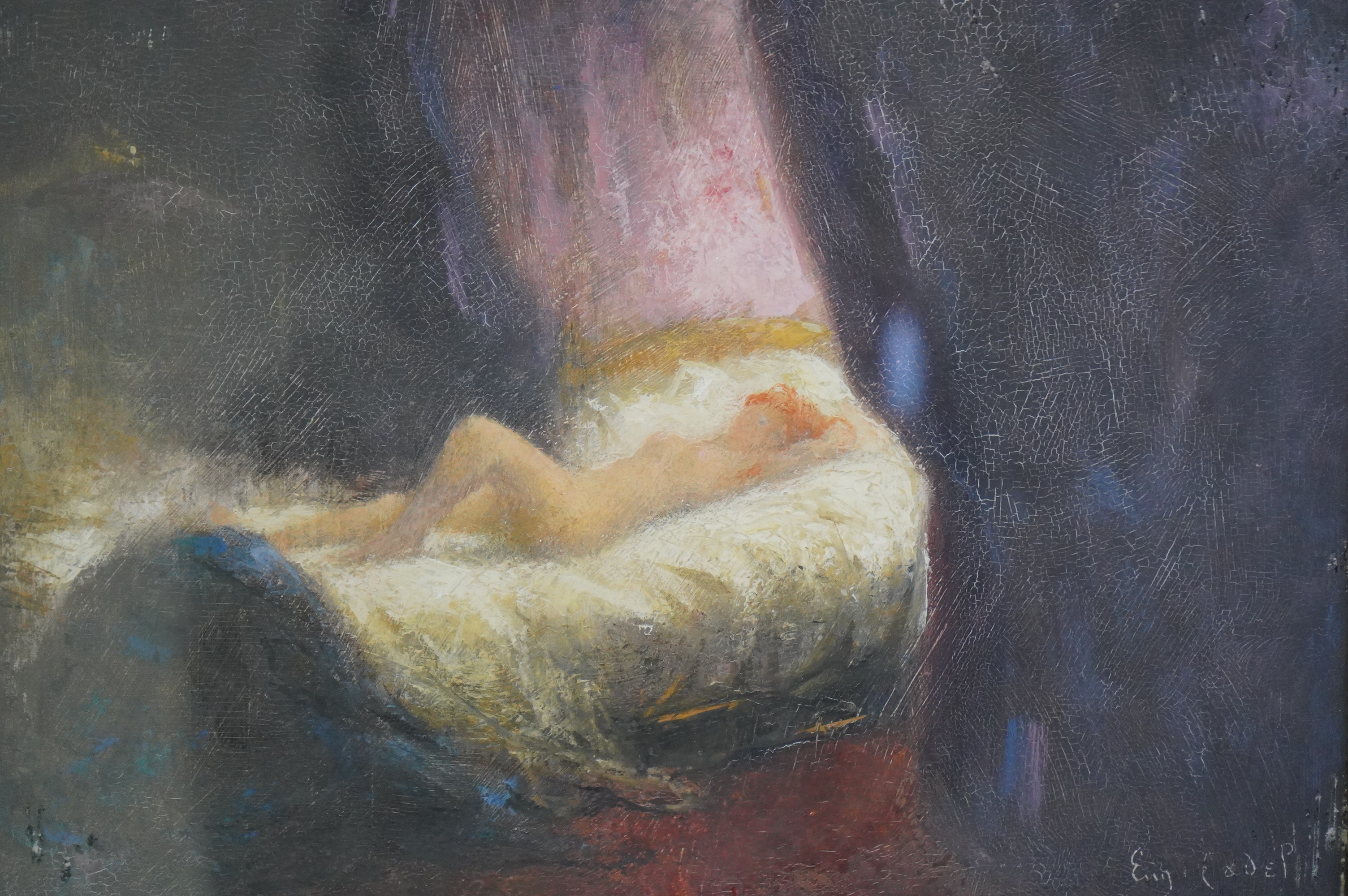 Eugène Cadel (French, 1862-1941), La Chambre Bleu and La Chambre Rose, oil on panel (2), 22 x 26cm